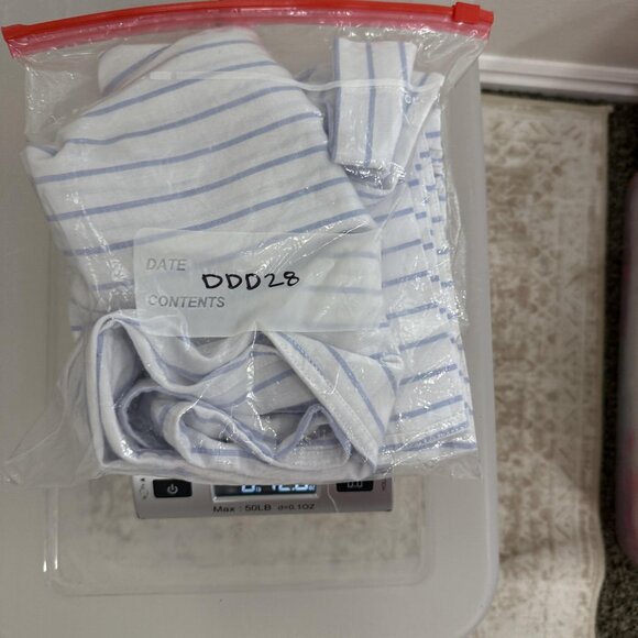 Faherty Pants Womens Large White Blue Stripe Linen Blend Wide Leg NWT WBS2228-PR - Picture 13 of 13